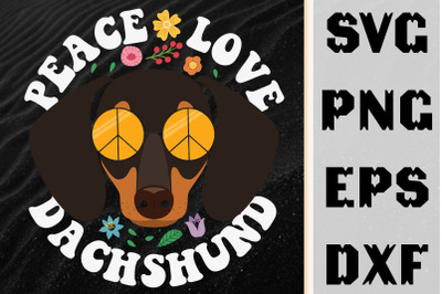 Tie Dye Peace Love Dachshund Gift