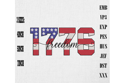 Freedom 1776 4th Of July Embroidery USA Independence Day