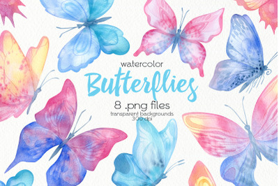 Watercolor Butterfly Clipart - PNG Files