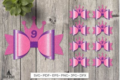 Hair Bow template svg | Birthday Bow svg