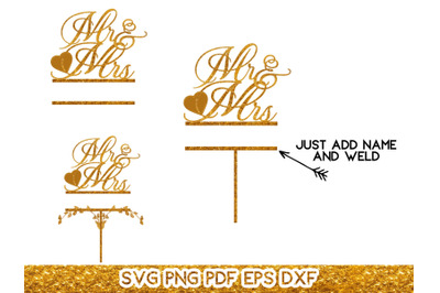 Mr &amp; Mrs Custom Wedding Topper SVG PNG