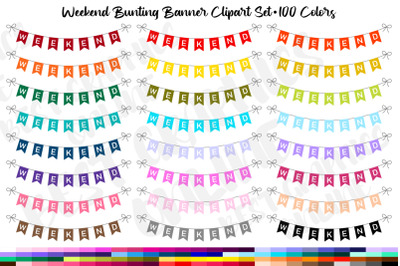 Weekend Bunting Banner Planner Clipart&2C; Weekend Banners png