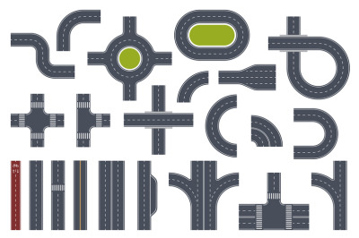 Road toolkit elements. Transport paths constructor. Various interchang