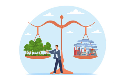 Balance of oxygen and carbon dioxide. Maintaining atmosphere, scale wi