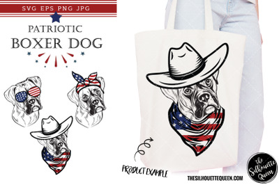 Boxer Dog Patriotic Cut files and Sublimation