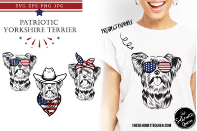 Yorkshire Terrier Dog Patriotic Cut files and Sublimation