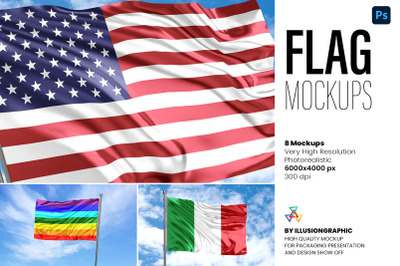 Flag Mockups - 8 views