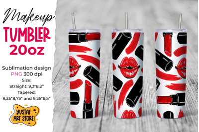 Lips &amp; Lipstick Tumbler sublimation template. Woman tumbler