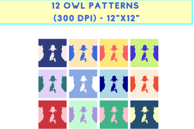 12 Owl Patterns - JPG (300 DPI)