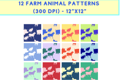 12 Farm Animal Patterns - JPG (300 DPI)