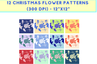 12 Christmas Flower Patterns - JPG (300 DPI)