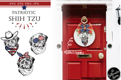 Shih Tzu Dog Patriotic Cut files and Sublimation