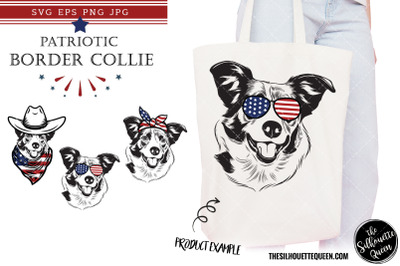 Border Collie Dog Patriotic Cut files and Sublimation