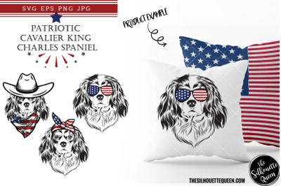 Cavalier King Charles Spaniel Dog Patriotic Cut files and Sublimation