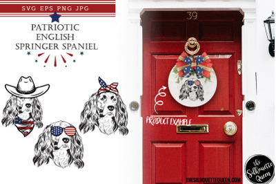 English Springer Spaniel Dog Patriotic Cut files and Sublimation