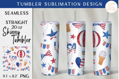USA Patriotic Tumbler Sublimation. Independence Day Tumbler Wrap PNG