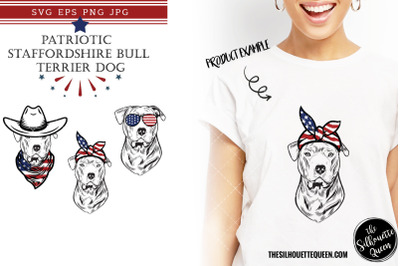 Staffordshire Bull Terrier Dog Patriotic Cut files and Sublimation