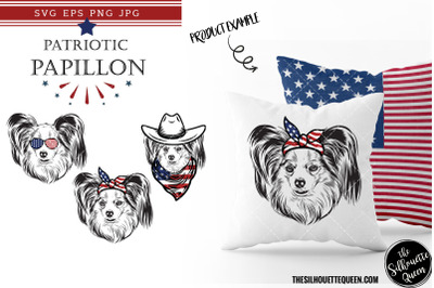 Papillon Dog Patriotic Cut files and Sublimation