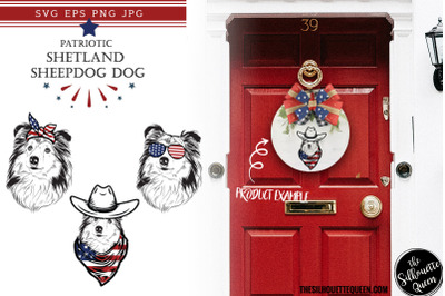 Shetland Sheepdog Dog Patriotic Cut files and Sublimation