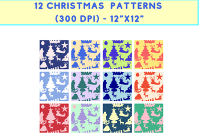 12 Christmas Patterns - JPG (300 DPI)