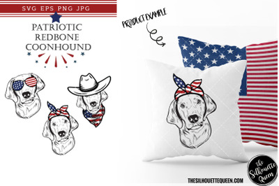 Redbone Coonhound Dog Patriotic Cut files and Sublimation