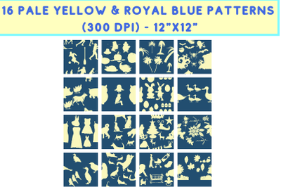 16 Pale Yellow &amp; Royal Green Patterns - JPG (300 DPI)