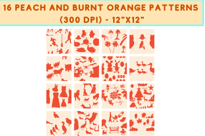 16 Peach &amp; Burnt Orange Patterns - JPG (300 DPI)