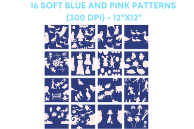 16 Soft Blue and Pink Patterns - JPG (300 DPI)