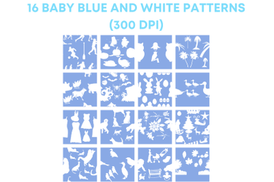 16 Baby Blue and White Patterns - JPG (300 DPI)