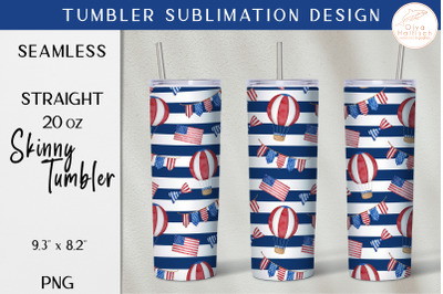 American Patriotic Tumbler Sublimation. Seamless USA Tumbler Wrap PNG