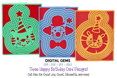 Cricut Joy SVG | 3 Happy Birthday Greeting Cards.