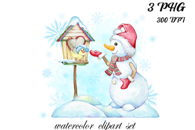 Watercolor Snowman Clipart Christmas Clipart Xmas Winter illustrations