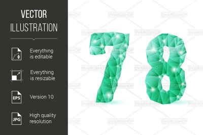 Emerald green polygonal font