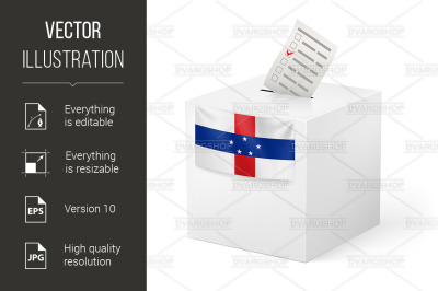 Ballot box with voting paper. Netherlands Antilles