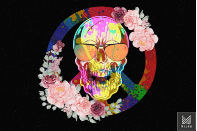 Skull Floral Hippie Gypsy Skeleton