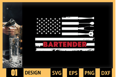 American Flag Bartender Bar Working