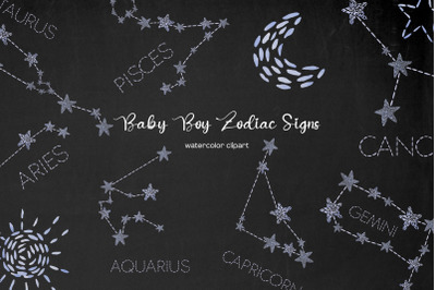 Watercolor Zodiac Constellation for baby boy