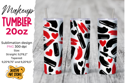 Make up Tumbler sublimation template. Fashion tumbler design