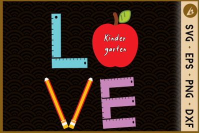 Love Kindergarten Apple Back To School