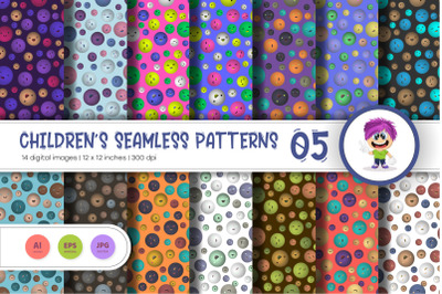 Cute Baby Seamless Patterns 05. Digital Paper