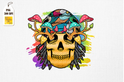 Skull Tie Dye Rainbow Mushroom Hippie