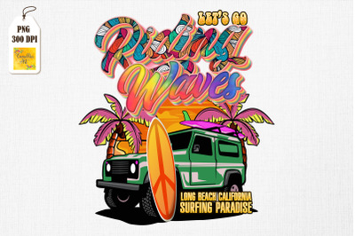 Riding The Waves Hippie Van Surf Lovers