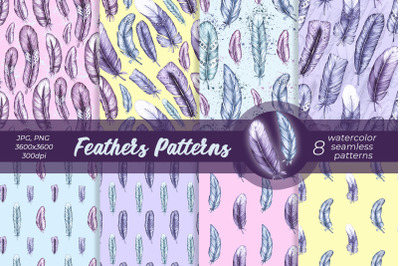 Feathers Patterns Watercolor Patterns PNG, JPG