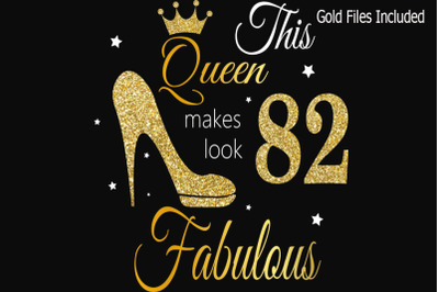 82nd birthday svg, Queen Birthday 82 Svg, Gold glitter 82 Birthday svg