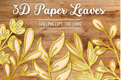 3D Paper Leaves SVG Bundle