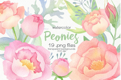 Watercolor Spring Flowers Clipart - PNG Files