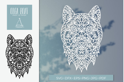 Wolf face svg | Wolf flowers Boho Animal head papercut