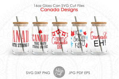 16oz glass can SVG, Canada day SVG, Canada Eh, True north strong