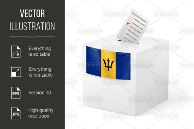 Ballot box with voting paper. Barbados