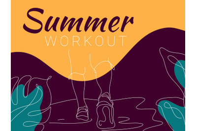 Summer Workout Flat Illustration abstract background line art